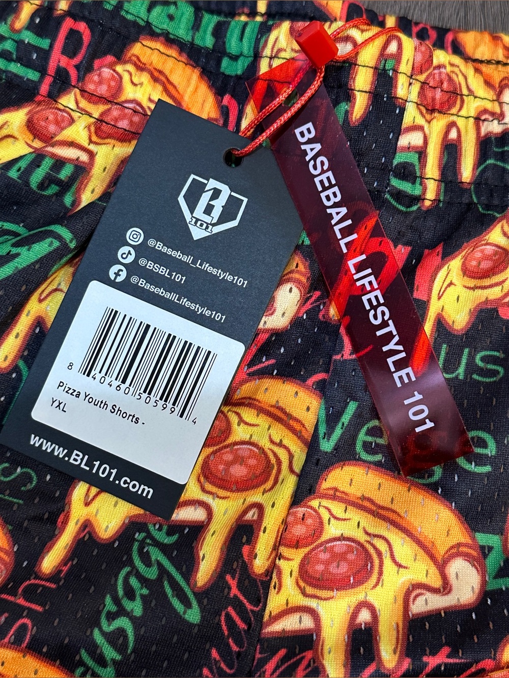 NEW WITH TAGS | Baseball Lifestyle 101 Pizza Youth Shorts | Size YXL - Picture 5 of 6